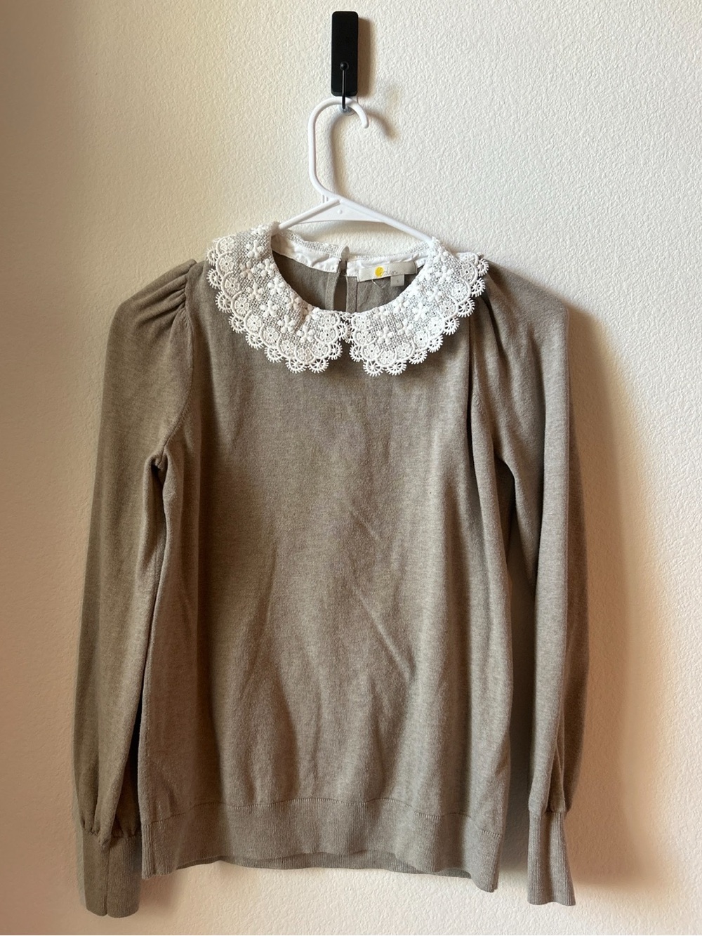 Lace Peter Pan Collar Long-Sleeve Top